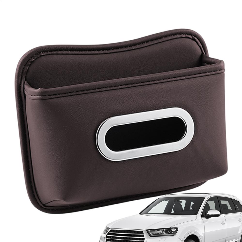Car Tissue Box Leather Adhesive Vehicle Accessories Car Napkin Holder For Seat Back Armrest Console Sun Visor SUV Truck Home