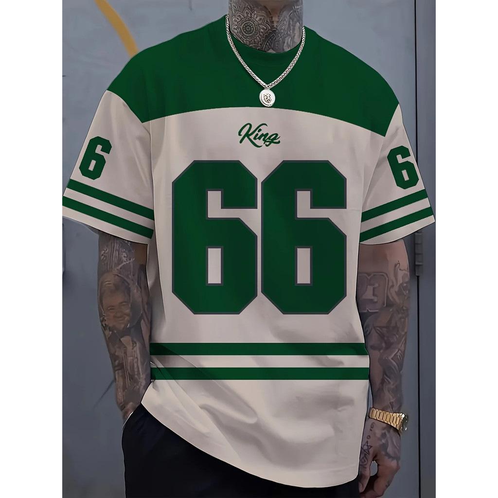 

3D Printed Men s Summer Short Sleeve No. 66 Striped Men s Casual Street Style Crew Neck Fashion T-Shirt 6XL