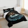 3 Piece Bedding Set with Duvet Cover and 2 Pillowcases - Valknut Odin Waves Rune Circle Blue Art - Norse Decor