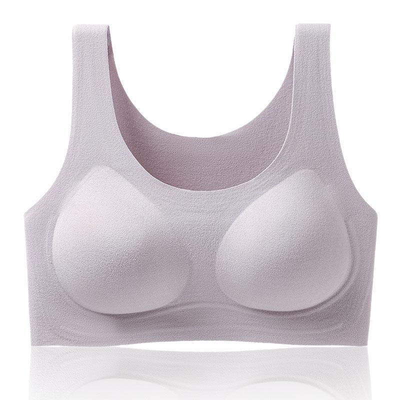Autumn and winter polished thermal underwear women's invisible seamless large breasts show small liquid foundation beauty vest type fixed cup bra