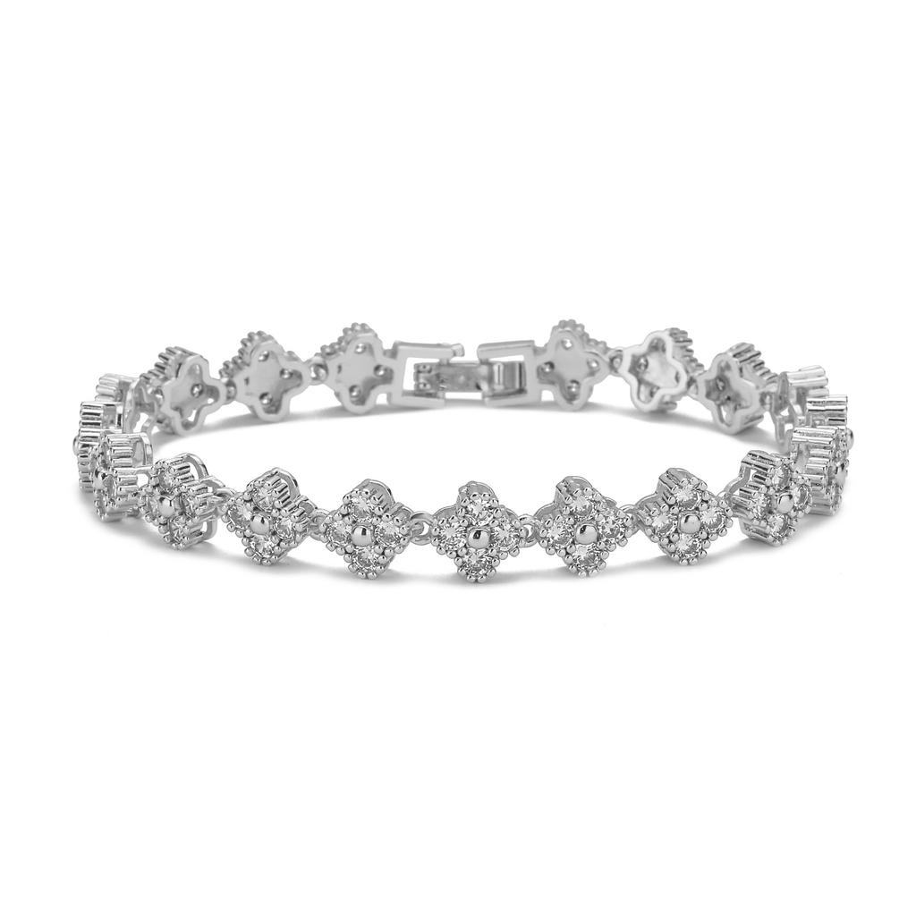 ZAKOL Korean Fashion Random Colorful Zircon Flower Plant Bracelets For Women Dopamine Girls Jewelry Party Accessories