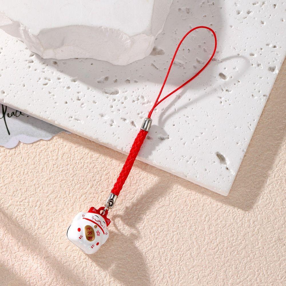 

Китайский стиль Манеки Неко цепочка для телефона Подвески для телефона Ключница Кот удачи Подарок на день рождения для детей красный