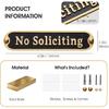Brass No Soliciting Sign 6.5" - Brushed Matte Finish, Hidden Screws and Nanotape Adhesive, Classic Design for Front Door, Wall Decor, Home, Office,