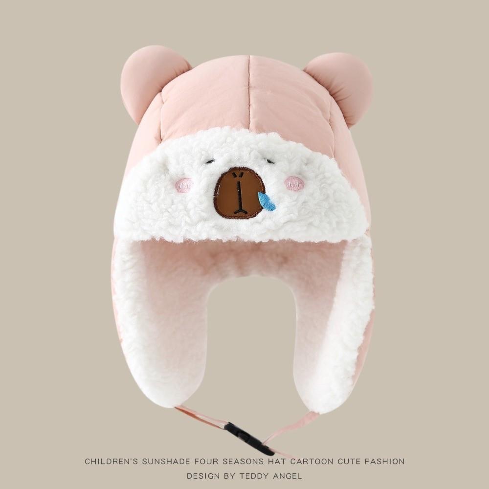 Cartoon Bears Toddler Winter Hats Plushie Ears Protective Cap Kid Outdoor Caps for Cold Weather