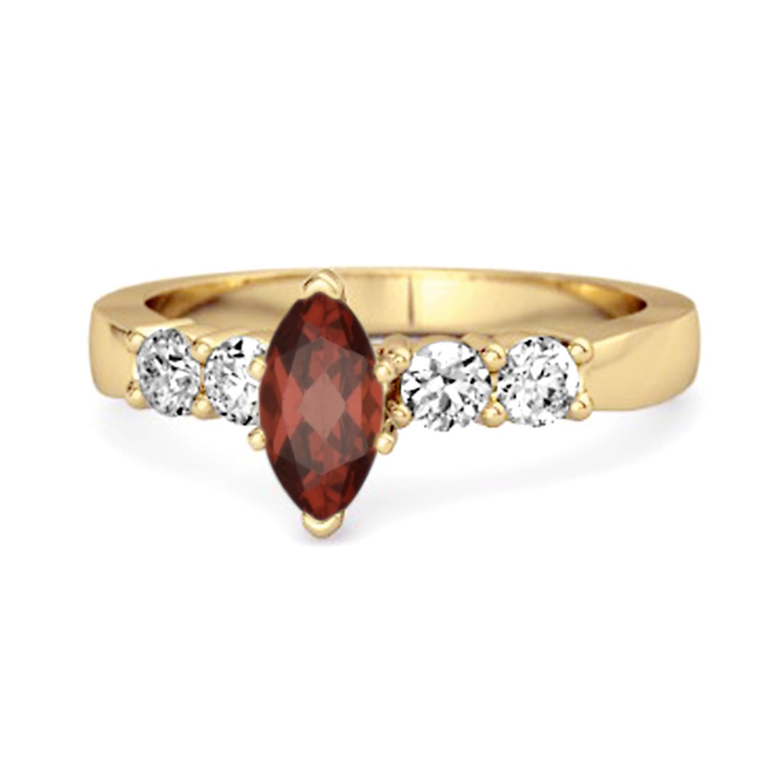 Garnet Tapered Five Stone Ring - 925 Sterling Silver Gold Vermeil 6