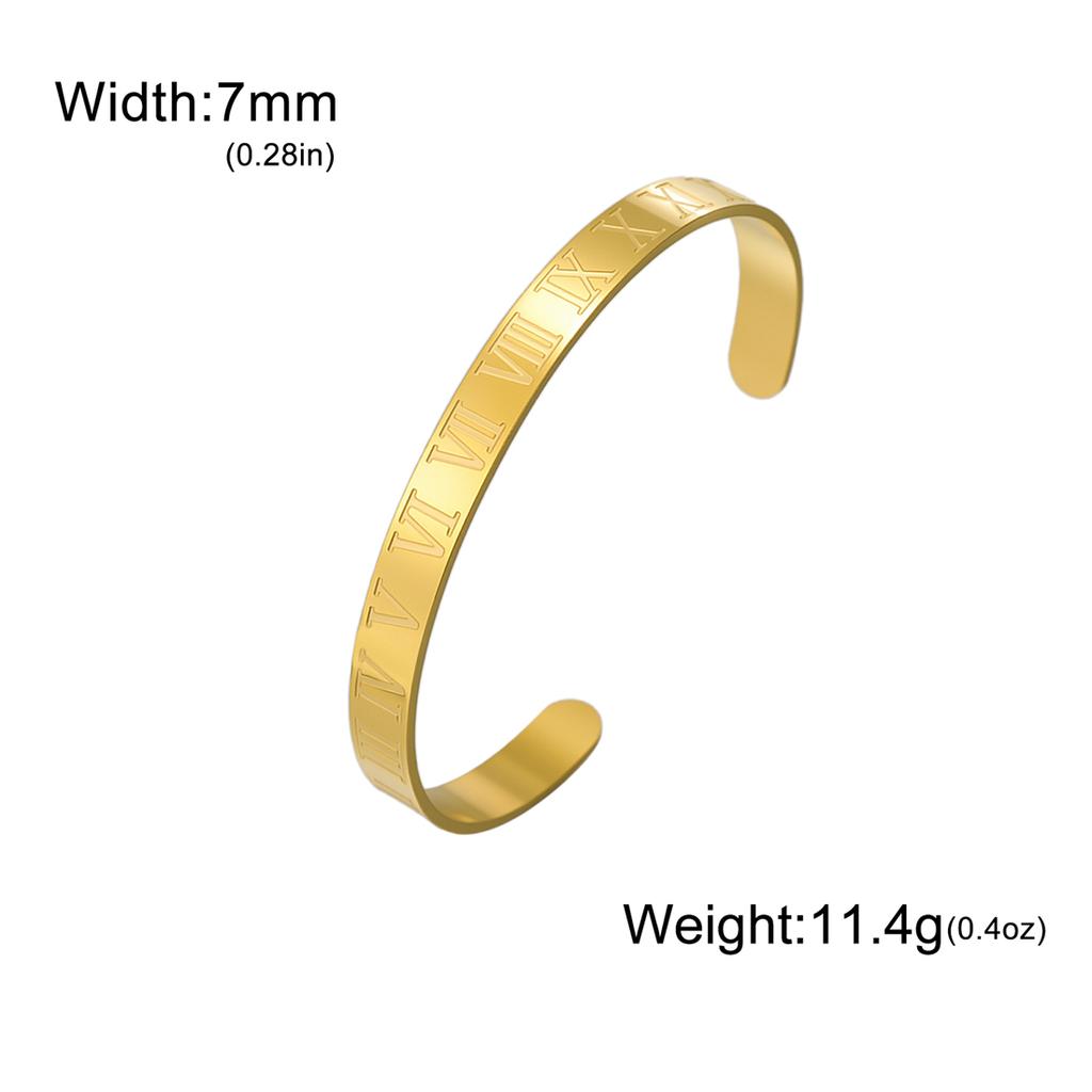  Classic Carving Roman Numerals Bracelet for Women Men Stainless Steel Gold Plated Cuff Bangle Luxury Jewelry Wholesale
