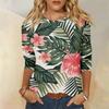 Women's Fashion Casual Round Neck 3/4 Sleeve Loose Printed T-Shirt Ladies Top