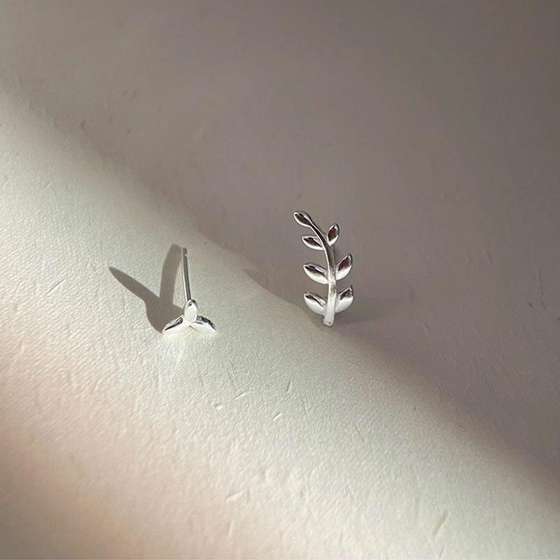 925 Sterling Silver Leaf Stud Earrings For Woman Piercing Wedding Elegant Jewelry Wholesale   925 Money