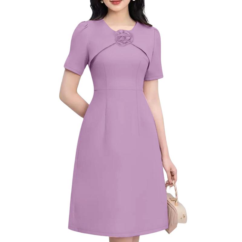 

Жіноча літня повсякденна сукня з круглим вирізом і короткими рукавами ZANZEA 5XL фіолетовий