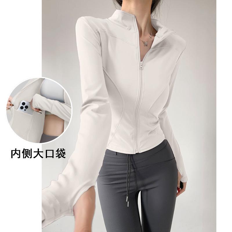 Pilates Fitness Jacket, Quick-dry Top, Stand-collar Yoga Suit, Women's Tight Slimming Waist-tightening Sports Top, Running Training