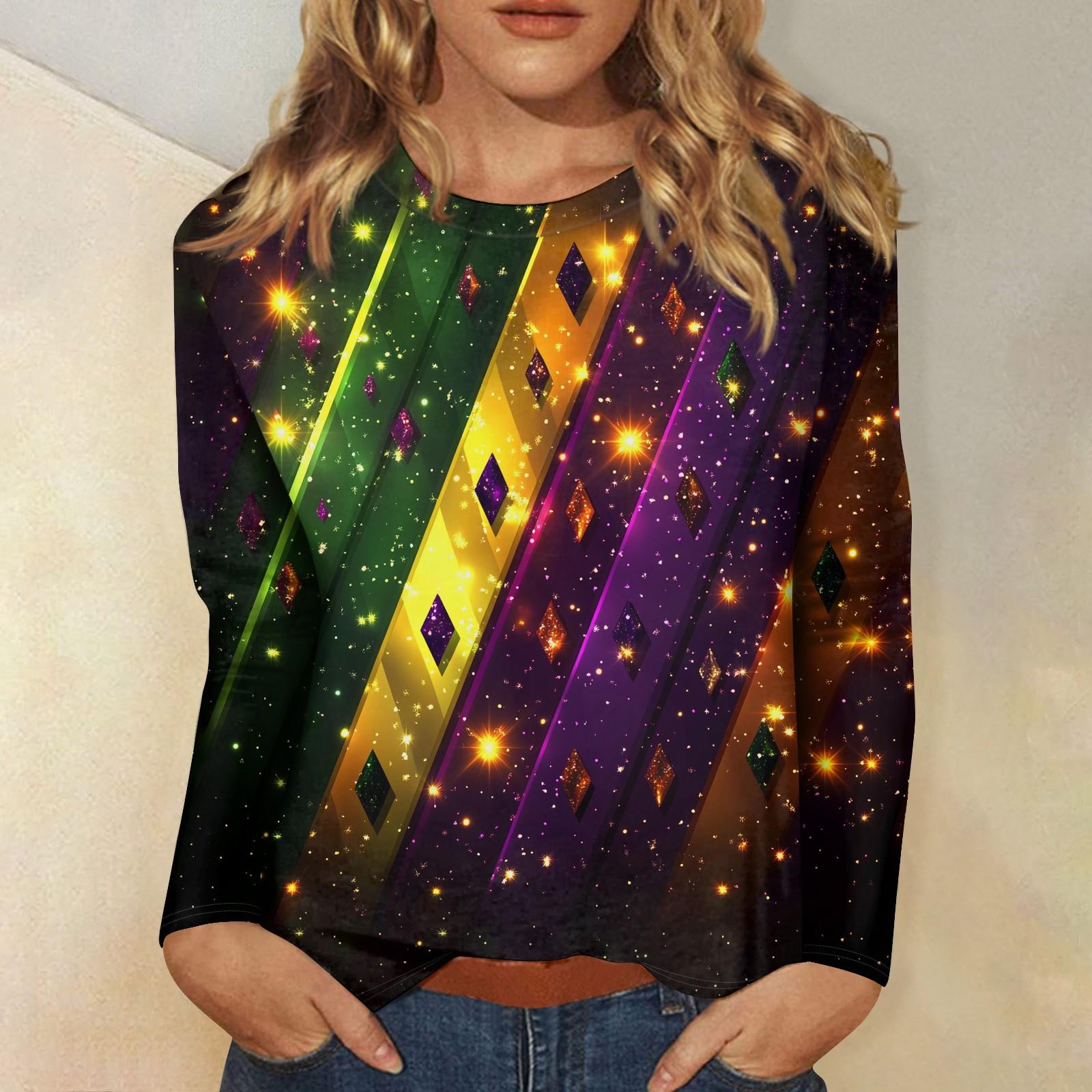 

Женские топы с круглым вырезом, свободная футболка с карнавальным принтом XL винный