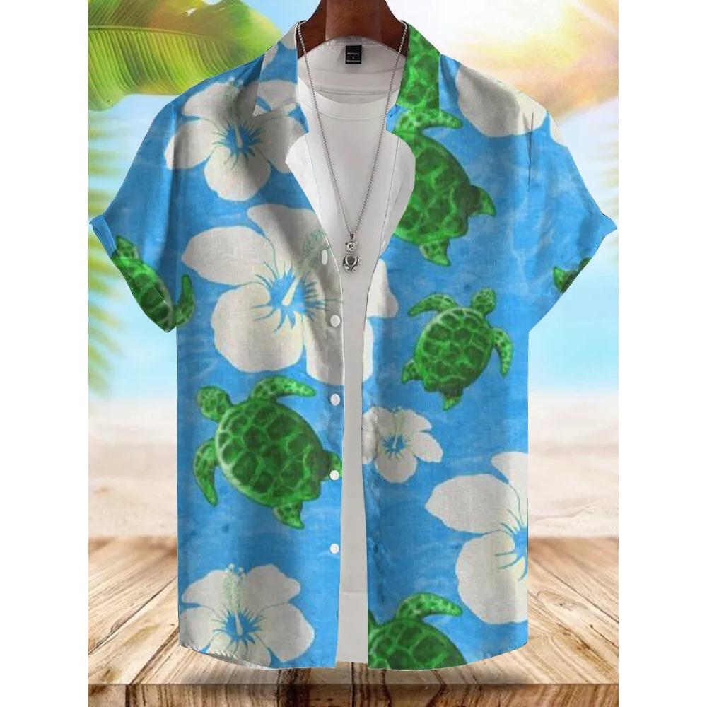 Seaside Hawaiian Style Men's Shirt Summer Vacation Casual Men's Short-sleeved Shirt Outdoor Beach Loose Comfortable Men's Shirt