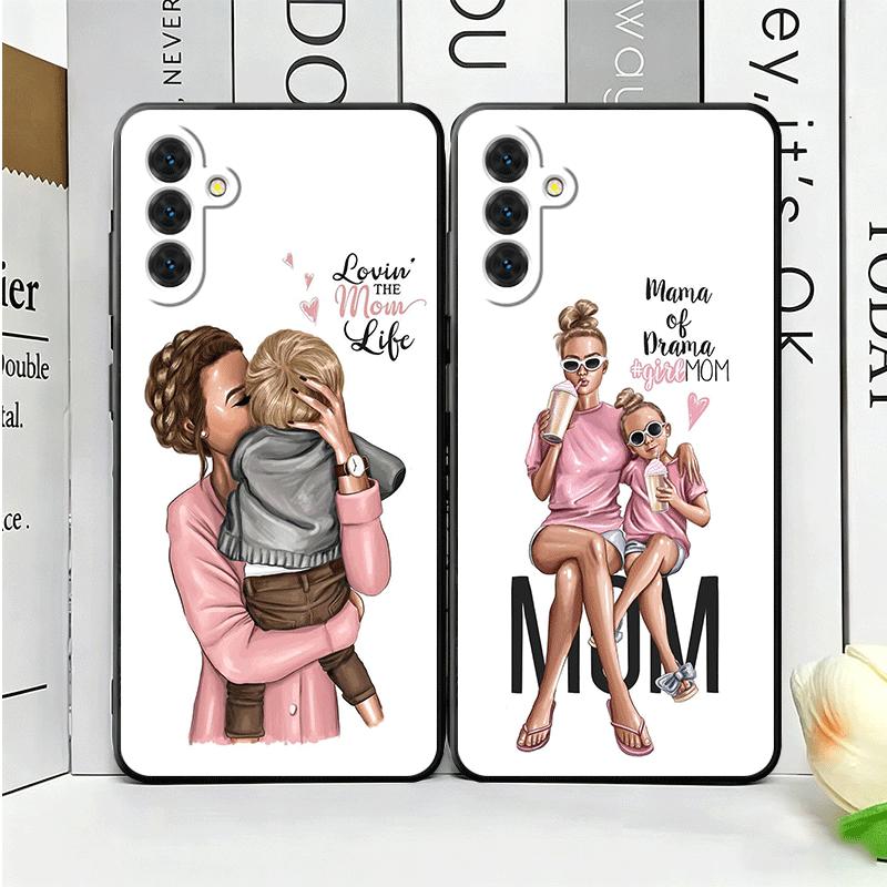 Baby Mom Girls Soft Phone Case for Samsung A17 A37 A57 A16 A26 A36 A56 A15 A25 A35 A55 A14 A24 A34 A54 A13 A23 A33 A53 A52 A12