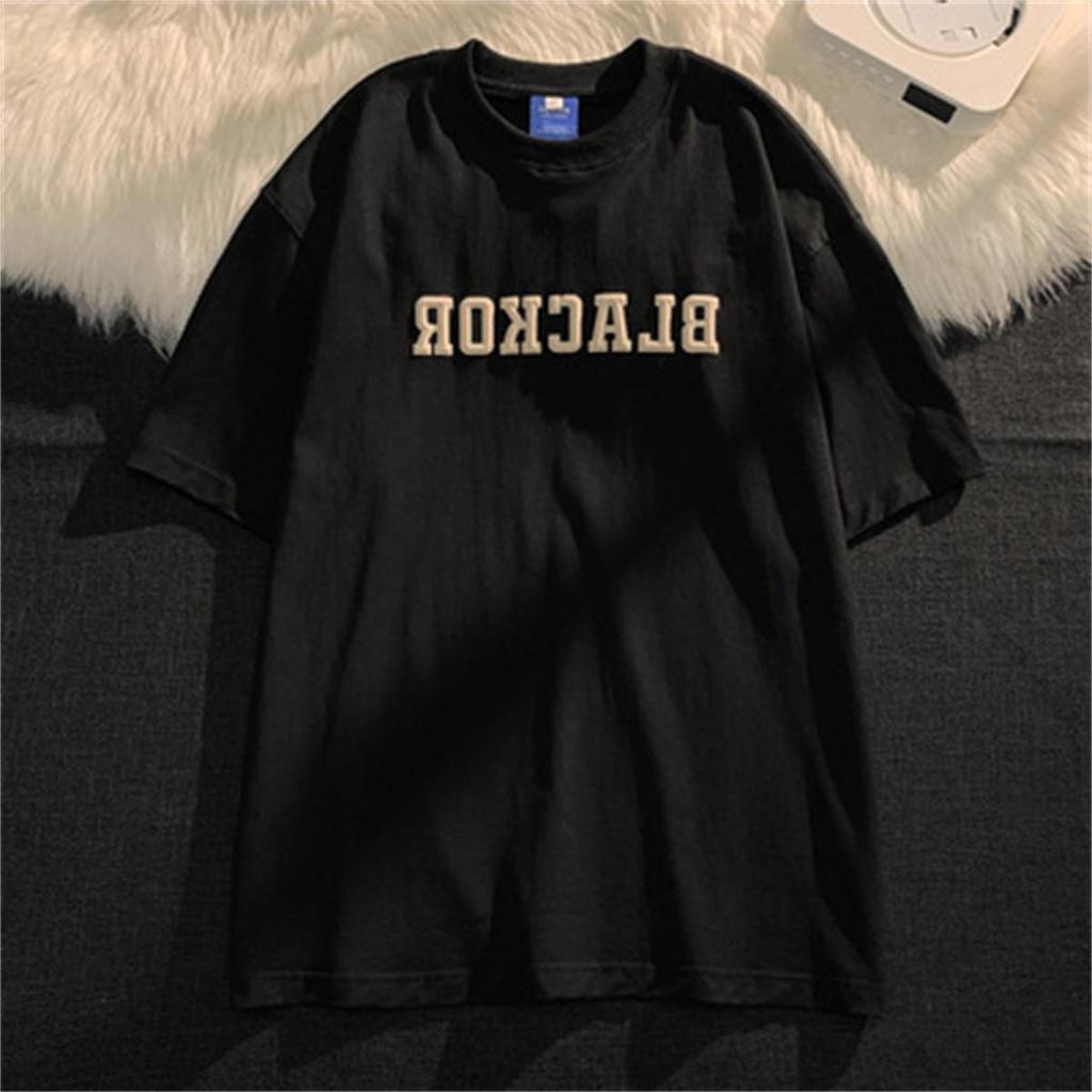 Unisex Japanese Vintage Lettering Cotton T-Shirt - Loose Fit, Plus Size, Harajuku Style