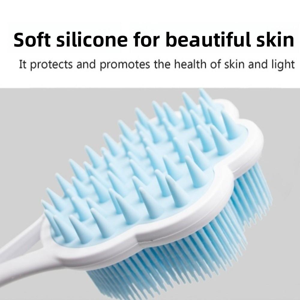 Long Handle Shower Massage Brushes Silicone Bathroom Back Scrubber  Remove Exfoliating