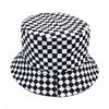 Popular black and white plaid element sun hat bucket hat double-sided sun protection basin hat sun hat