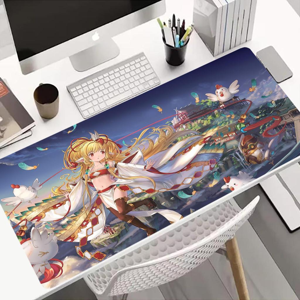 Gaming Mouse PadLarge Size Desk Mat Antislip BaseStitched EdgesCool Blue Underwater Anime Girl with Bubbles Printfor Gamer