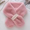 Cute Thickened Pearl Plush Scarf Soft Faux Rabbit Fur Korean Style Scarf Cross Warm Neck Warm Ring Women Girls