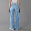 Womens High Waisted Jeans Stretchy Flared Straight Leg Loose Trendy Hem Denim Pants