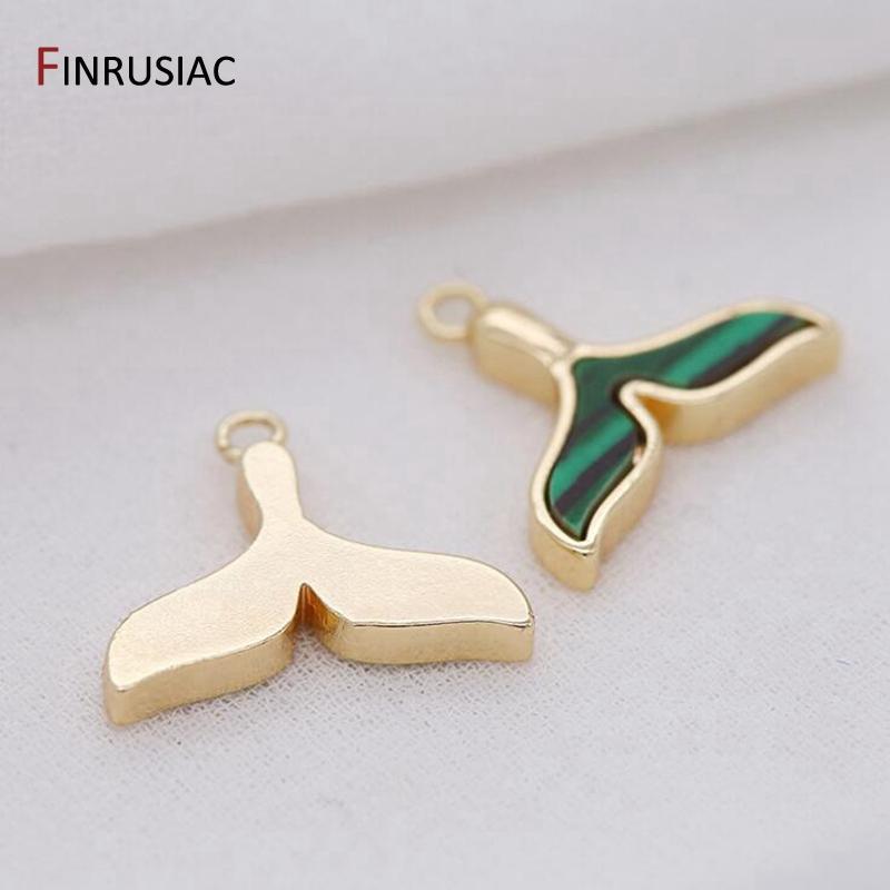 14K Gold Plated Brass Small Cute Mermaid Whale Tail Charm Pendant For Jewelry Making DIY Bracelets Necklace Earring Findings