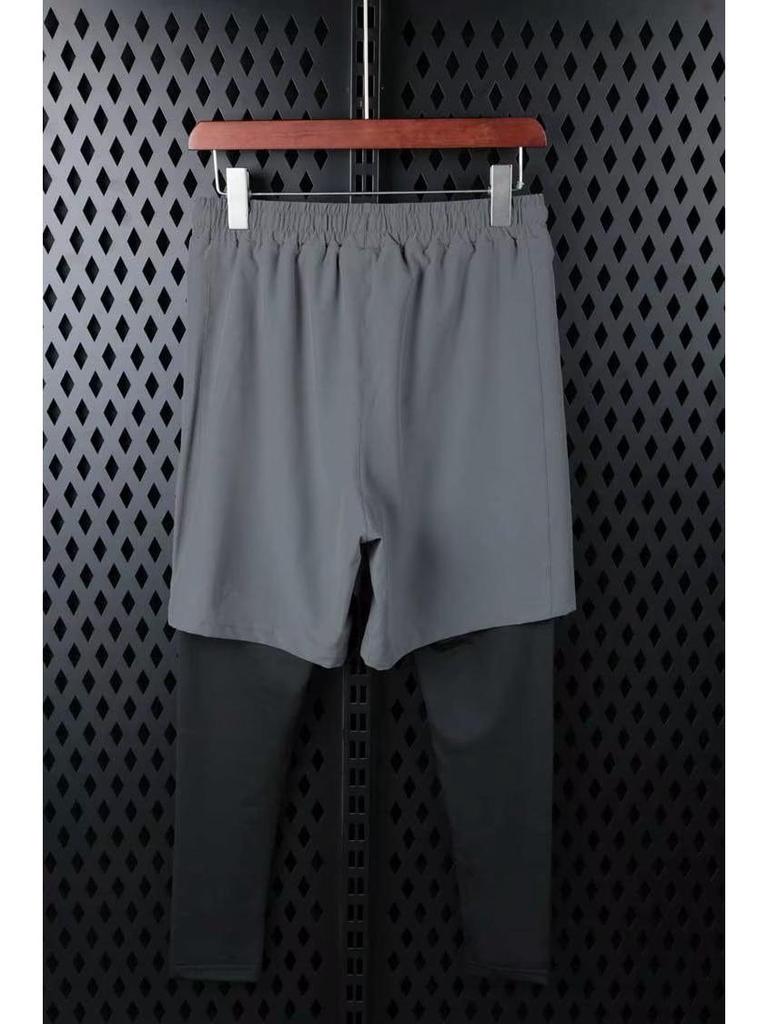 Men's Quick-Dry Stretch Basketball Training Pants - Fake Two-Piece, Lightweight, for Running & Fitness (Spring, Summer, Autumn)