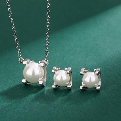 Set di perle S925 orecchini a bottone con perle a forma di ago in argento, ciondolo leggero di lusso, catena per clavicola, nuova collana con testa di mucca