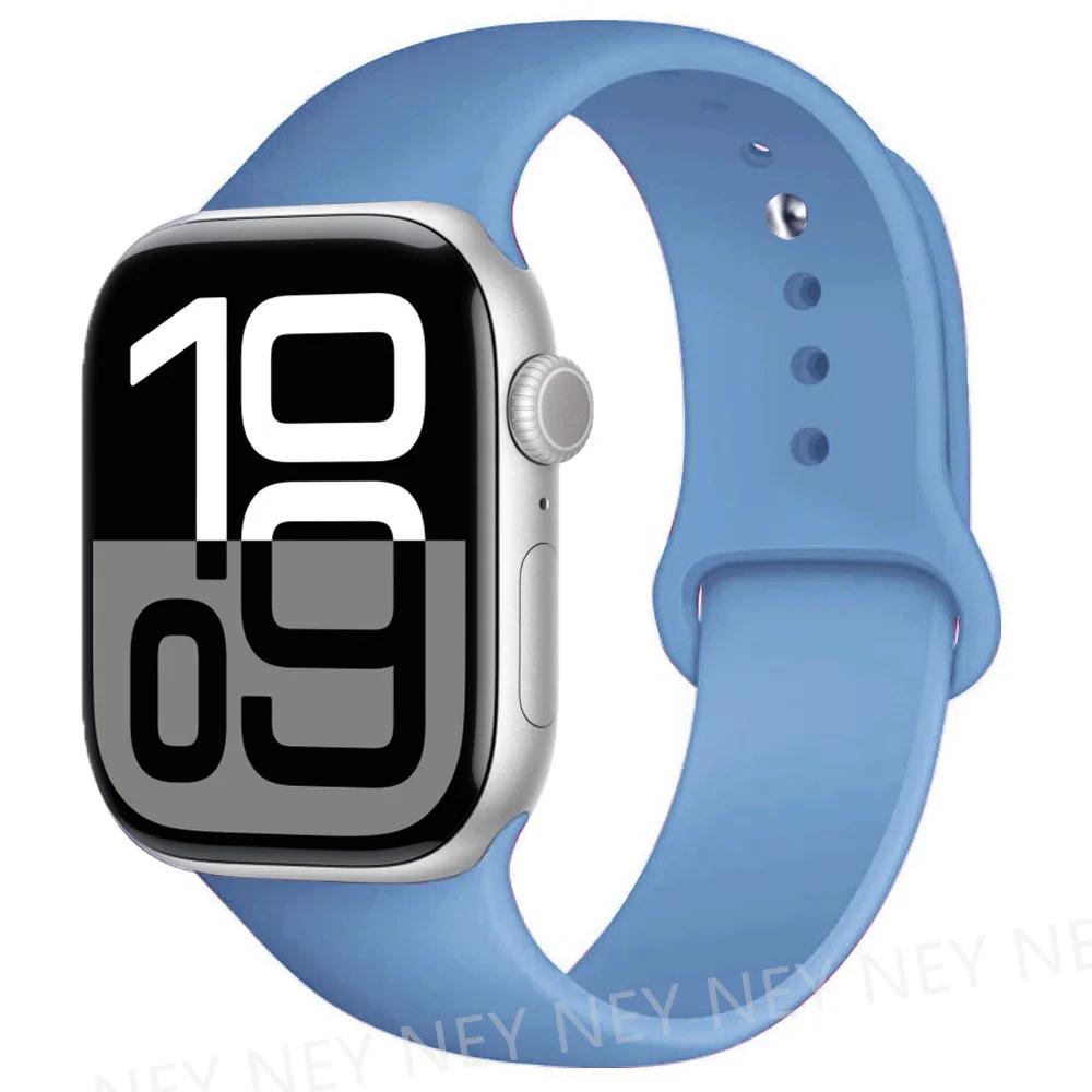 Silicone Band For Apple Watch Straps Ultra 2 49mm 45mm 44-40mm 41mm Sport Bracelet Apple Watch Series 10 42mm-46mm 8 7 6 5 SE 9