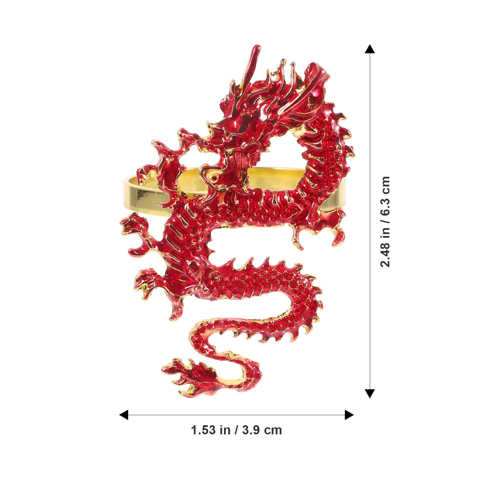 

2 шт. Кольца для салфеток Китайский Дракон , Металлические, Элегантный Дизайн, Праздничный Декор Стола для Обеда, Фестиваля, Вечеринки, Держатели для Салфеток красный