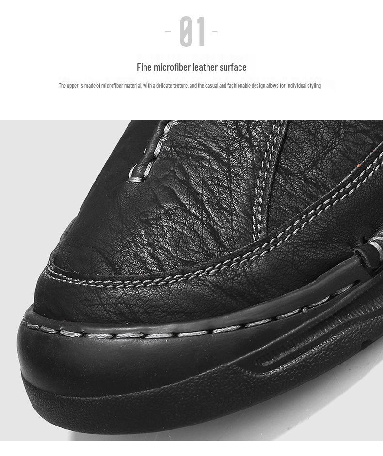 Men's Large Size Handmade Leather Martin Boots - Autumn Mid-top Outdoor Casual Shoes