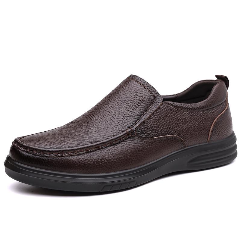 

Мужские кожаные туфли 2025 новые из первого слоя коровьей кожи повседневные туфли на мягкой подошве кожаные туфли для мужчин среднего и пожилого возраста папины туфли модные мужские туфли 44