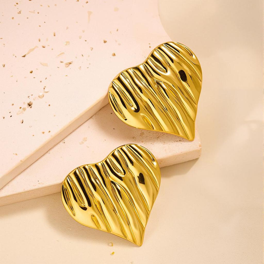 Geometric Irregular 18k Gold Titanium Steel Earrings for Women