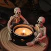 Mysterious Witch Skeleton Candle Stand, Handmade Resin Candle Holder CAndlestick for Themed Parties Halloween