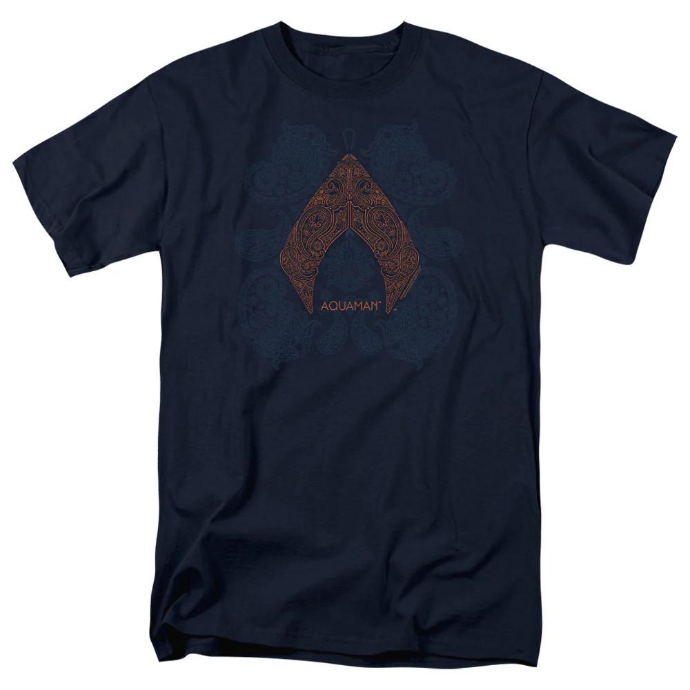 

Aquaman Movie Aqua Paisley Mens T Shirt Navy Officially Licensed 4XL
