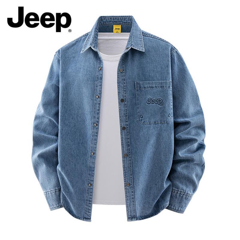 JEEP Men s Long Sleeve Casual Denim Work Shirt 3XL