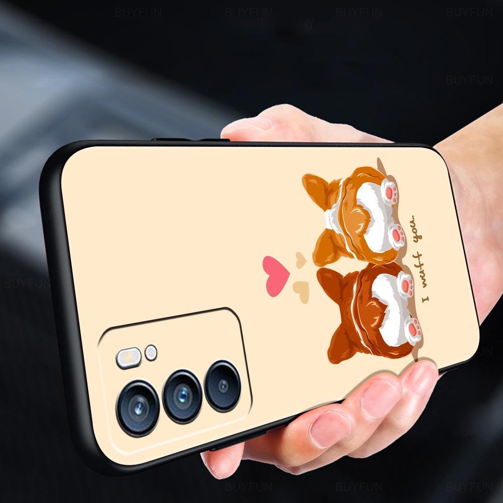 Cute Corgi Dog Phone Case For Oppo A17 A31 A54 A57 A78 A79 A98 Find X5 X6 Reno 6 7 8 10 11 12 13 F Pro 5G Soft TPU Cover Fundas