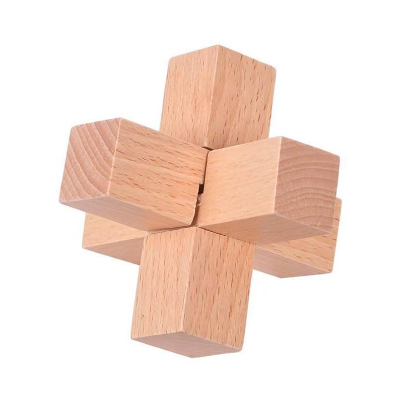 Wooden Luban Lock Easy Fun Learn Kids Brain Teaser Puzzles Educational Toys Logic Skill Development IQ Test Challenge