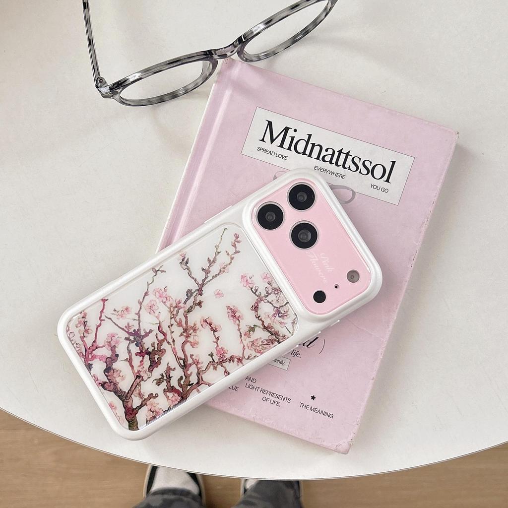 Pink Plum Blossom Protective Case for iPhone 15 Pro, 16 Pro, and 17 Pro Max