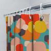 Modern Colorful Bathroom Shower Curtain Abstract Round Design In Red, Yellow, Blue Black For Home Decor
