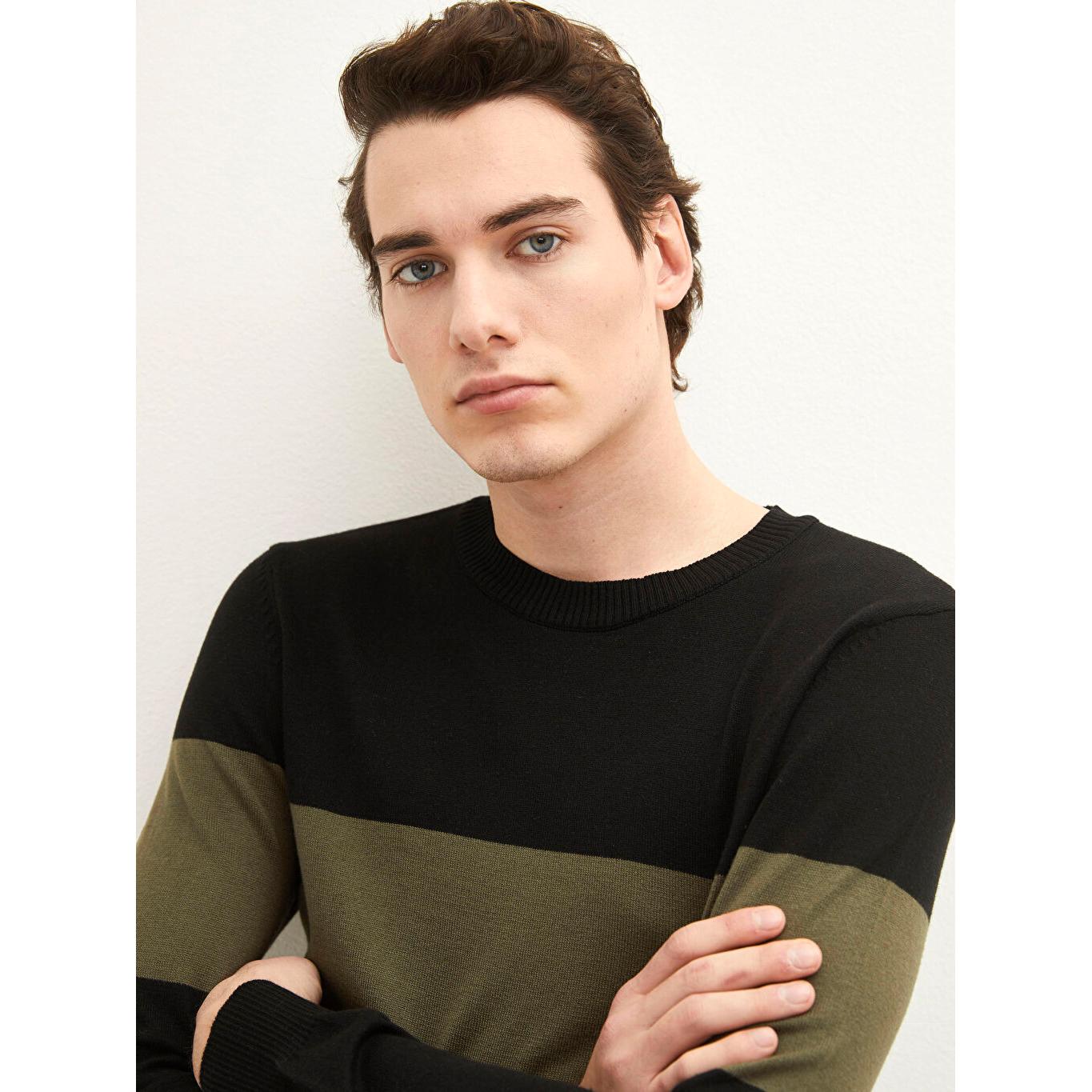 

LCW CASUAL Мужской трикотажный свитер с круглым вырезом и длинными рукавами, черный