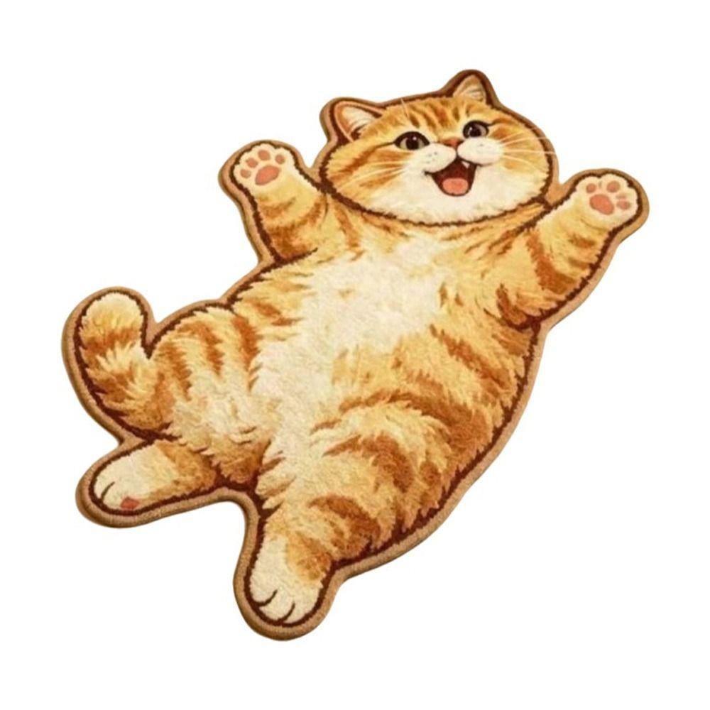 Anti-fouling Home Decor Carpet 2D Cartoon Carpet Cute Cat-Shaped Area Rug  Bedrooms