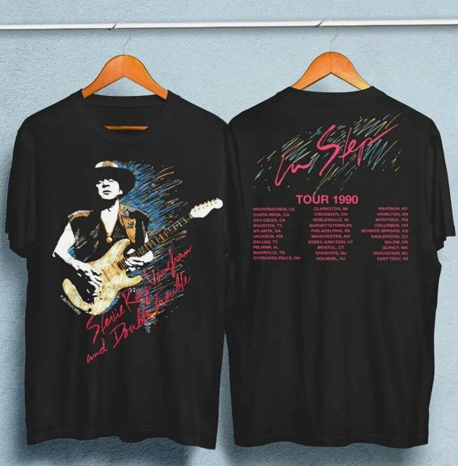 Vaughan Ray Stevie 1990 Tour Step Vintage Black Unisex Tshirt Q7834 XXXL