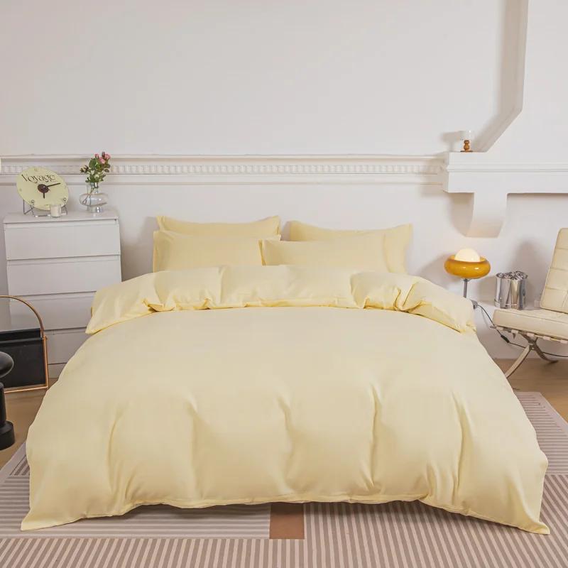 Haze Blue Duvet Cover Microfiber Solid Color Bedding Set,3pcs Comforter Cover with 2 Pillowcases Modern Home Bedroom Quilt Cover