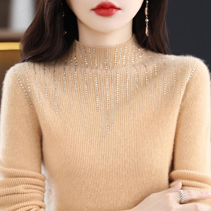 Women's Cashmere Sweater Qinghe Cashmere 30% Cashmere 70% Wool Women's Autumn and Winter Cashmere Pullover Soft and Warm