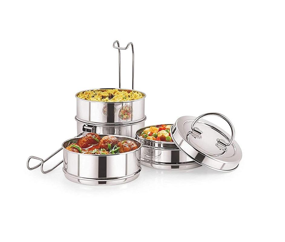 TreegoArt Lunch Box/Tiffin in Acciaio Inossidabile con Clip di Chiusura Compatta e Durevole Perfetta Per Ufficio e Scuola - Confezione da 1