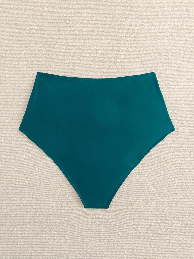 Women's High-Waisted Tummy-Control Slimming Bikini Bottoms with Quick-Dry Ruched Design in Multicolor