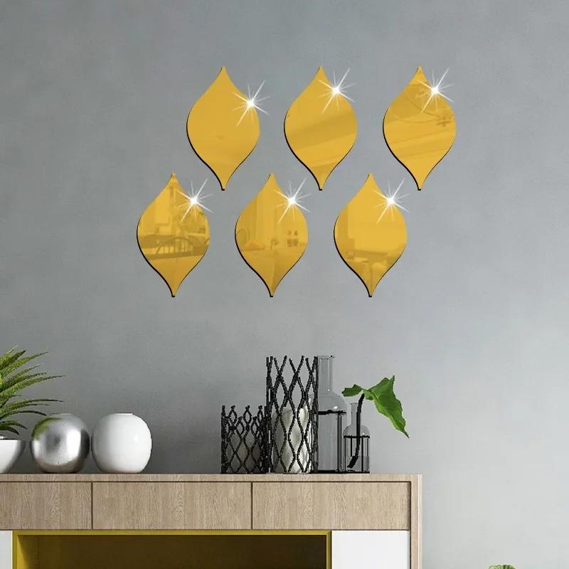 10pcs 3D Mirror Water-drop Wall Sticker for Bedroom Living Room Self-Adhesive Home Wall Background Decor Toilet Table Stickers
