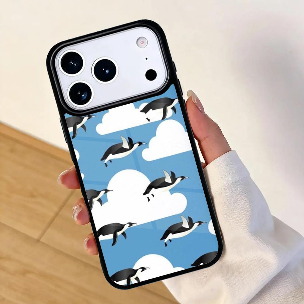 Antarctica Animal Flying Penguins Mobile Phone Case for IPhone 17 AIR 16pro Max 15 14 13 12 11 Bumper Cover