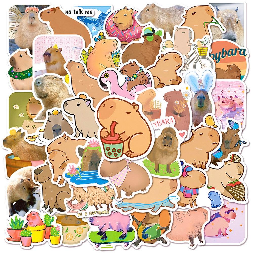 50Pcs Cute Capybara Stickers Notebook Laptop Phone Luggage Skateboard Car Bike Cartoon Brown Animals Sticker For Kids Toy