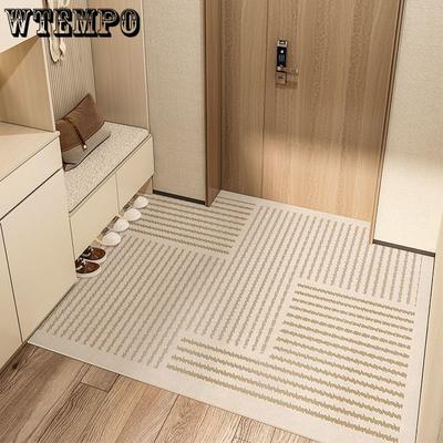 Tapete de entrada vertical de PVC com design minimalista, à prova d'água e sem lavagem, para porta de entrada, tapete para os pés do hall de entrada da casa