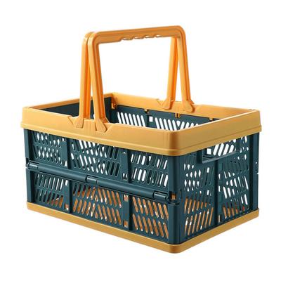 Cesta de armazenamento de alimentos com alça dobrável portátil, organizador de mesa para piquenique, recipiente